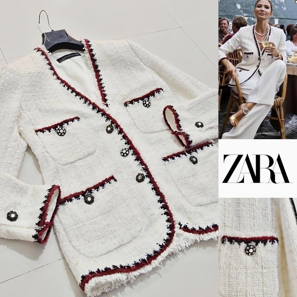 Zara tweed style chanel blanc cassé chic 
