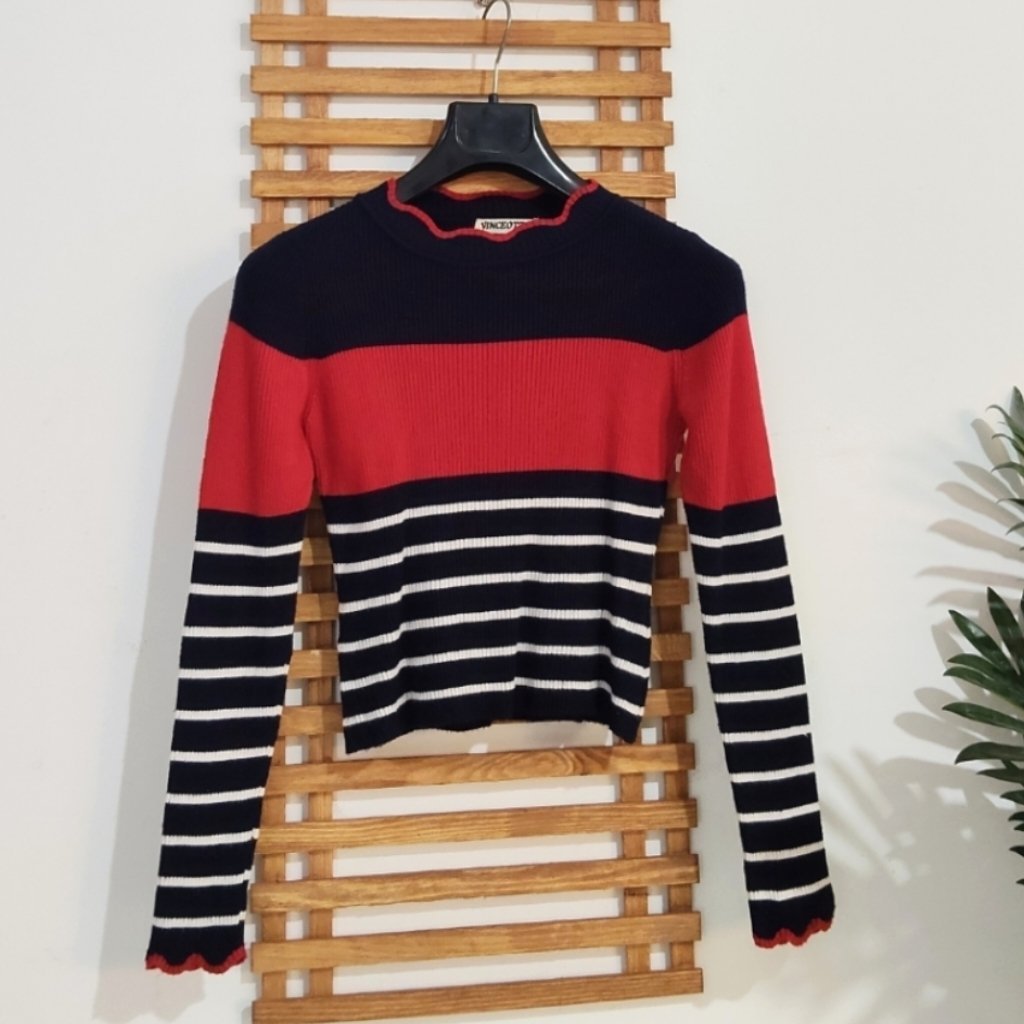 Pull côtelé rayé crop neuf