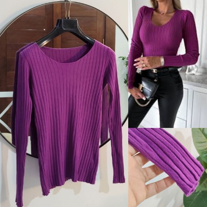 Pull basique violet lycra Neuf 