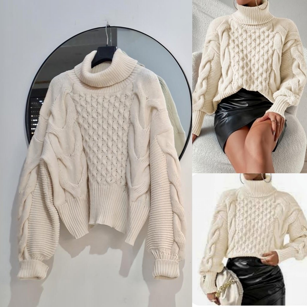 Pull oversize à motifs beige 