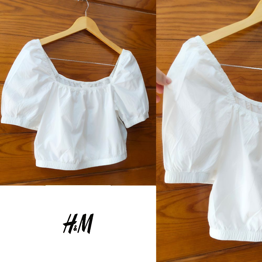 H&M crop à manches bouffantes Neuf 