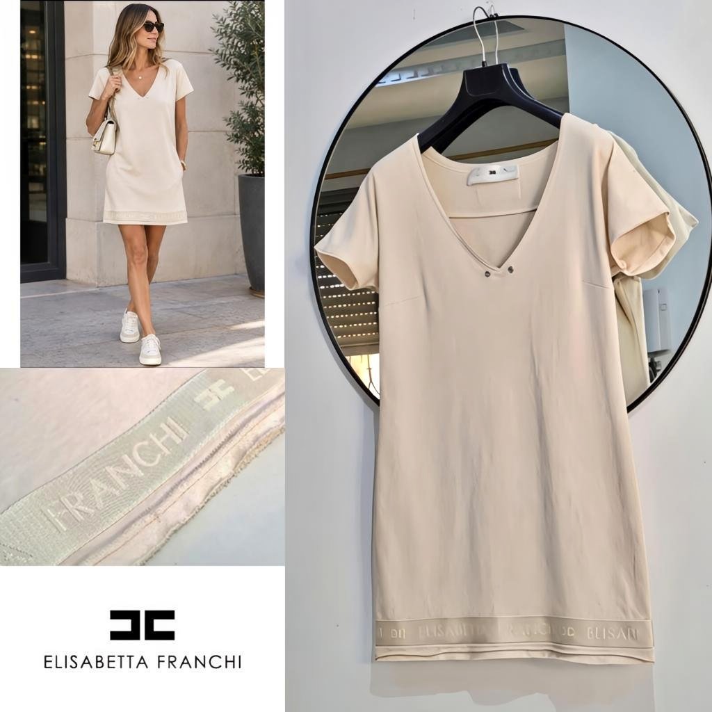 Elisabetta Franchi robe sweat nude à logo 