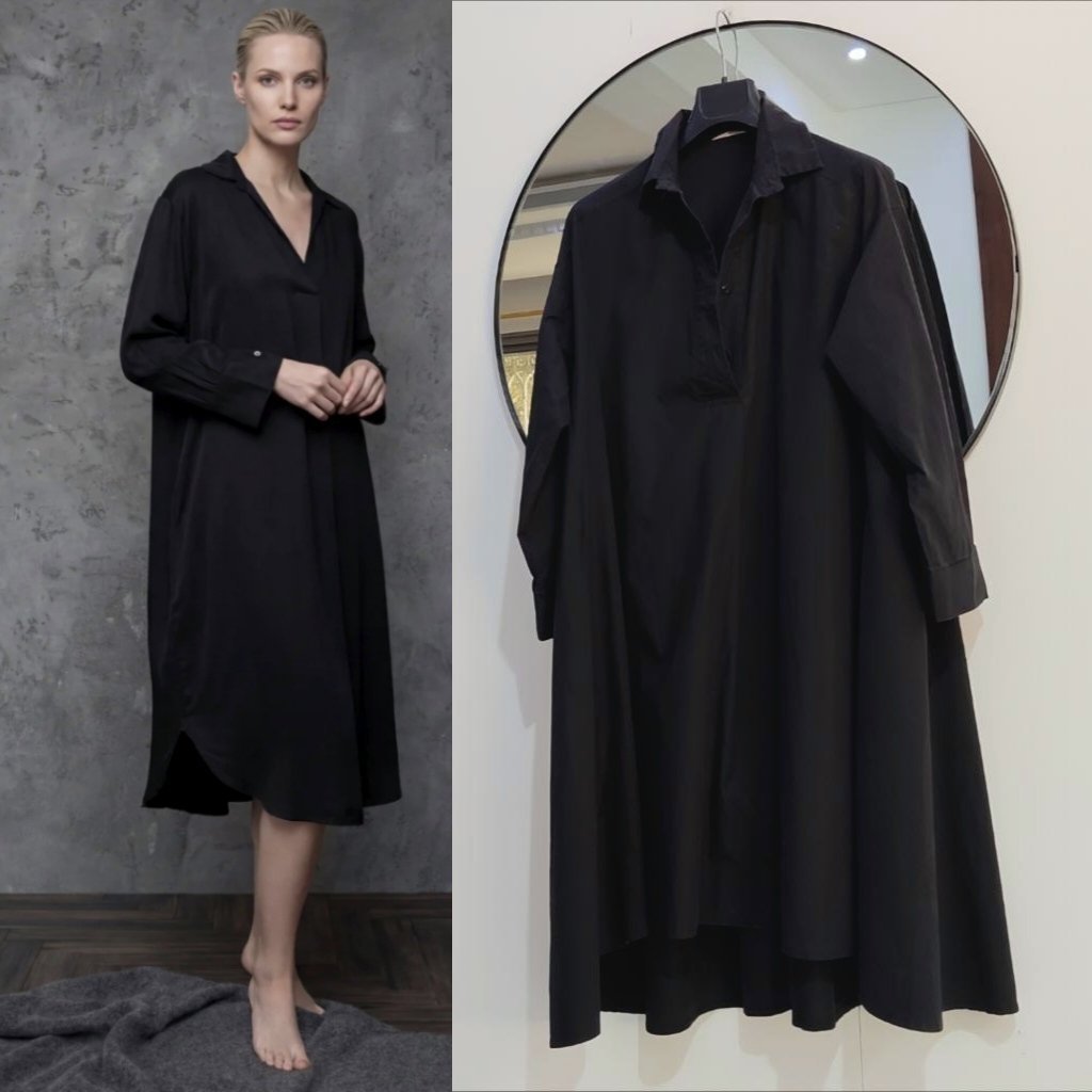 Robe chemise popeline oversize 