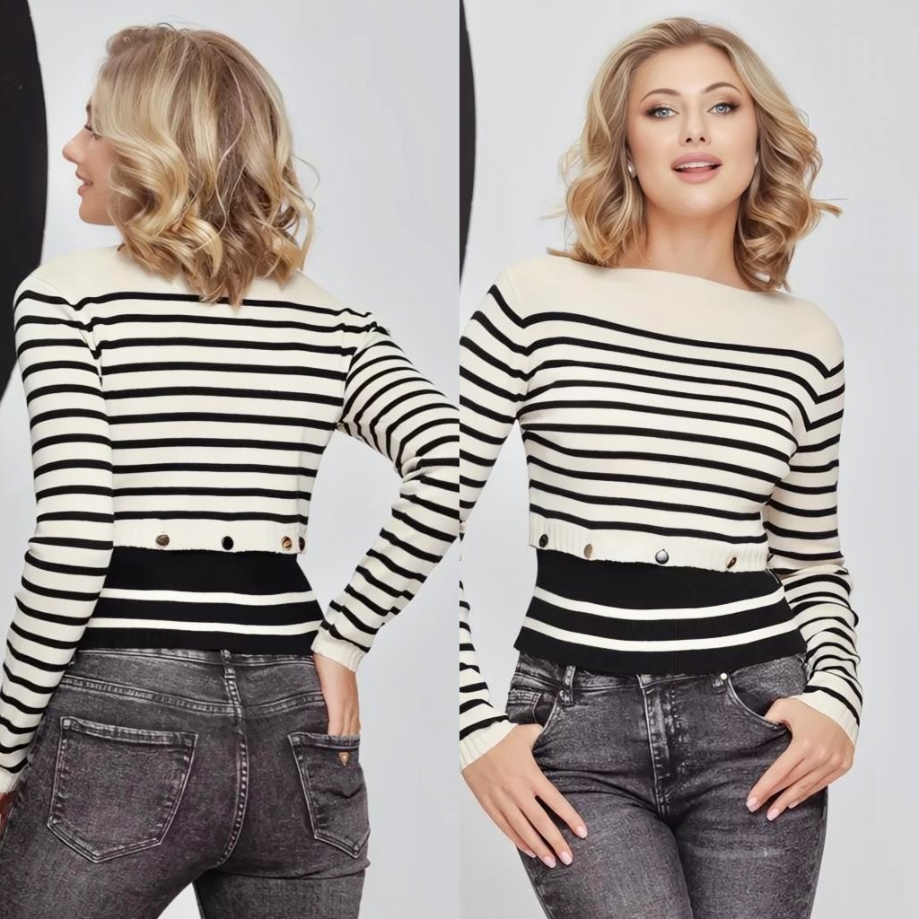 Pull rayé cropped à boutons neuf