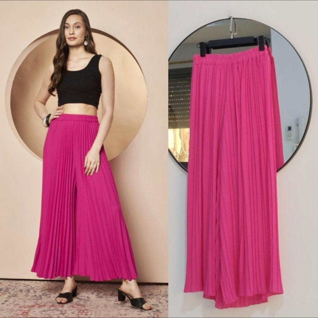 Jupe culotte plissée large fushia 
