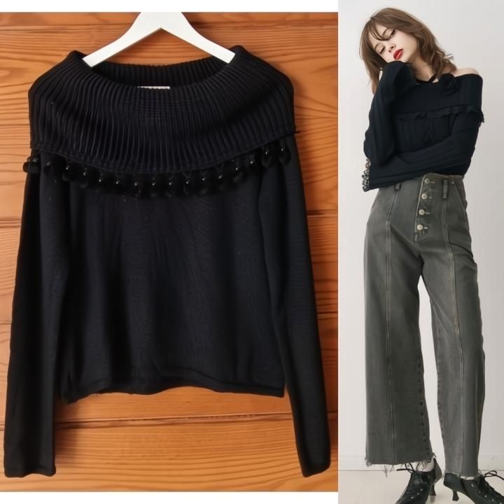 Pull en laine à pompons chic