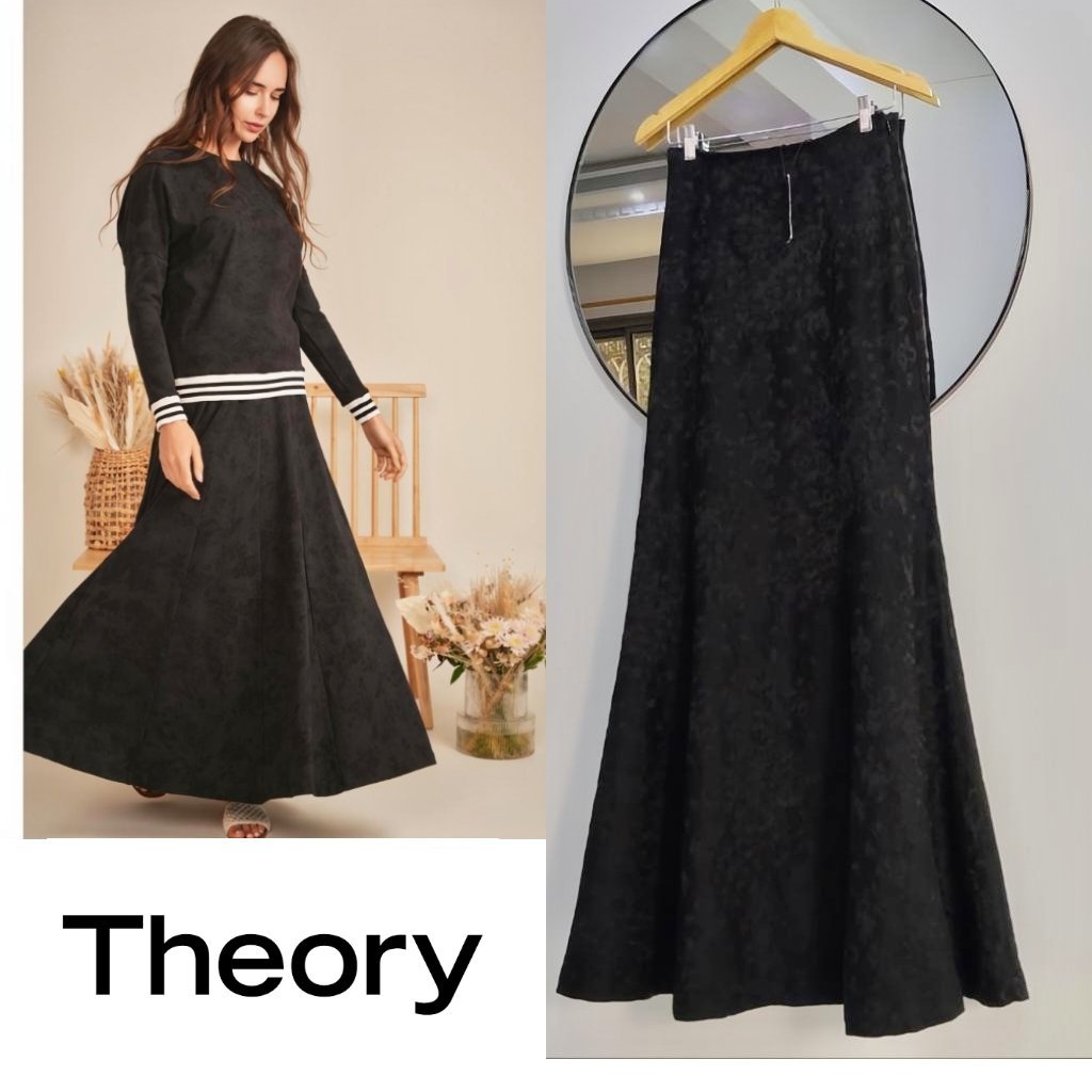 THEORY jupe maxi en Soie+ laine 