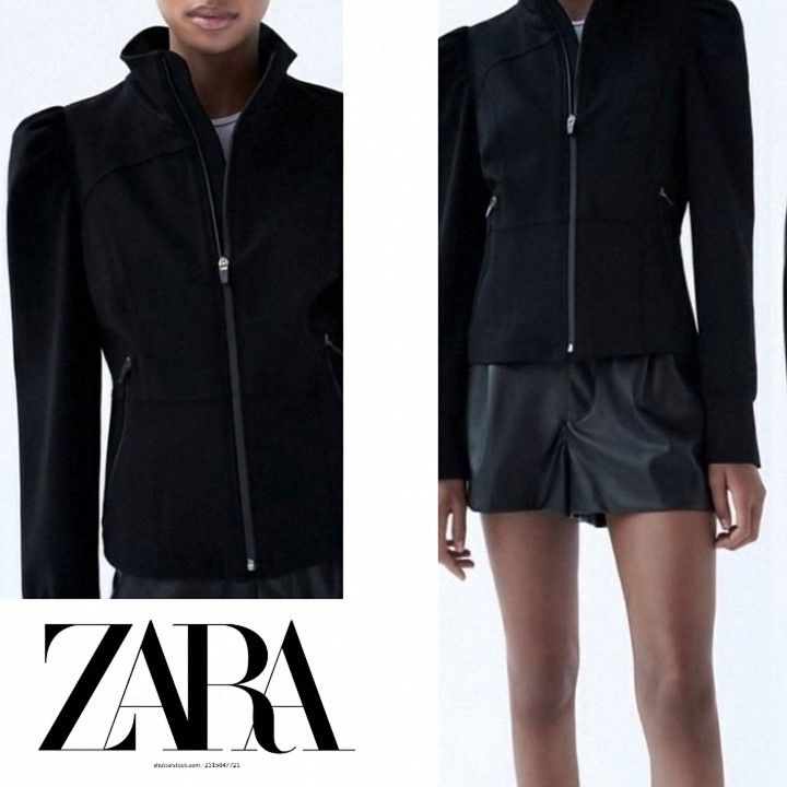 Veste Zara à épaules bouffantes chic 