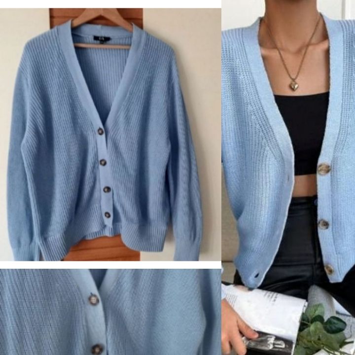 Cardigan bleu corn tendance 