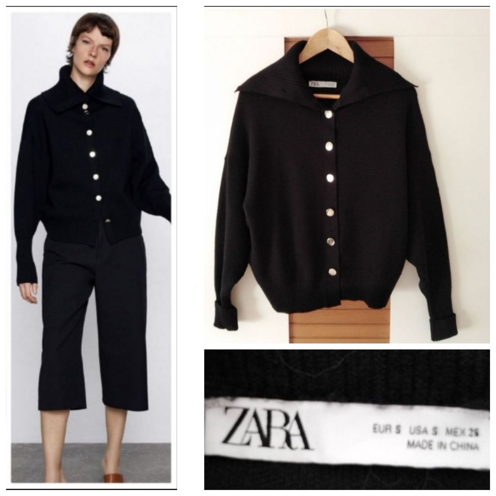Cardigan Zara epais à boutonnage doré neuf 