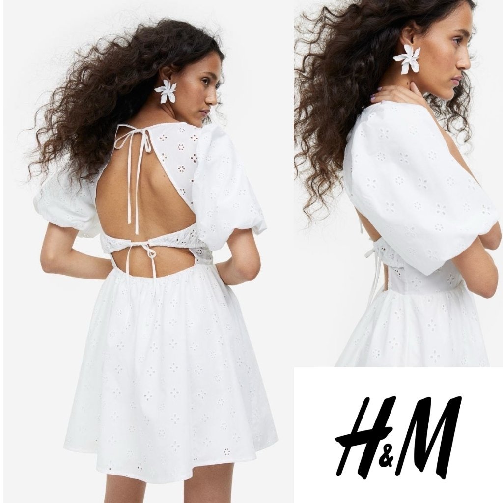 Robe H&M broderie anglaise à manches bouffantes neuve 