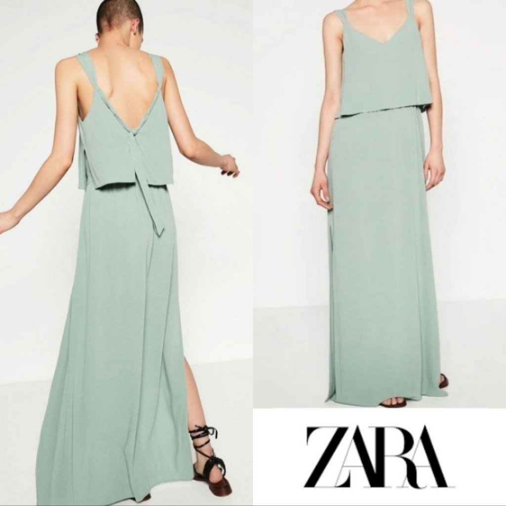Zara light Green Maxi 💯 Viscose 