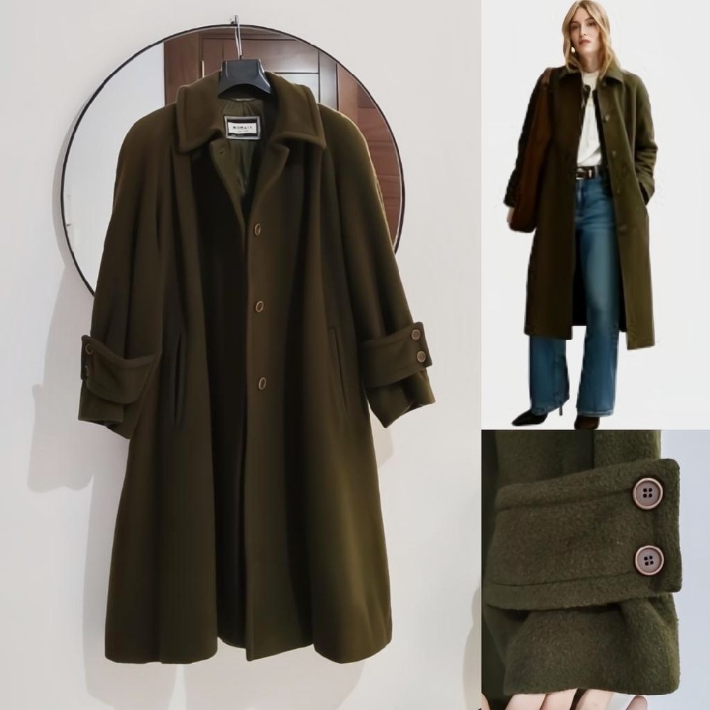 Manteau Vert en Laine Vierge et Mohaire oversize 