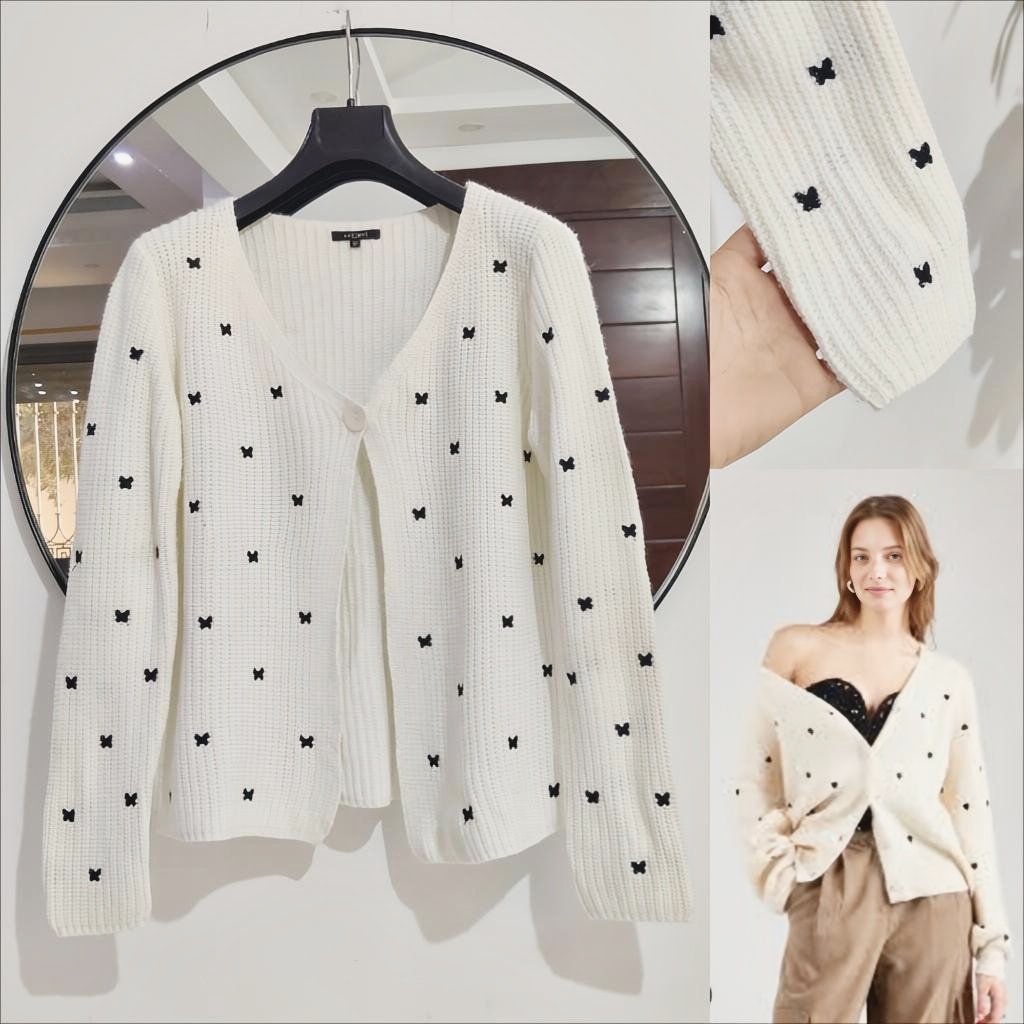 Cardigan à papillons grosse maille 