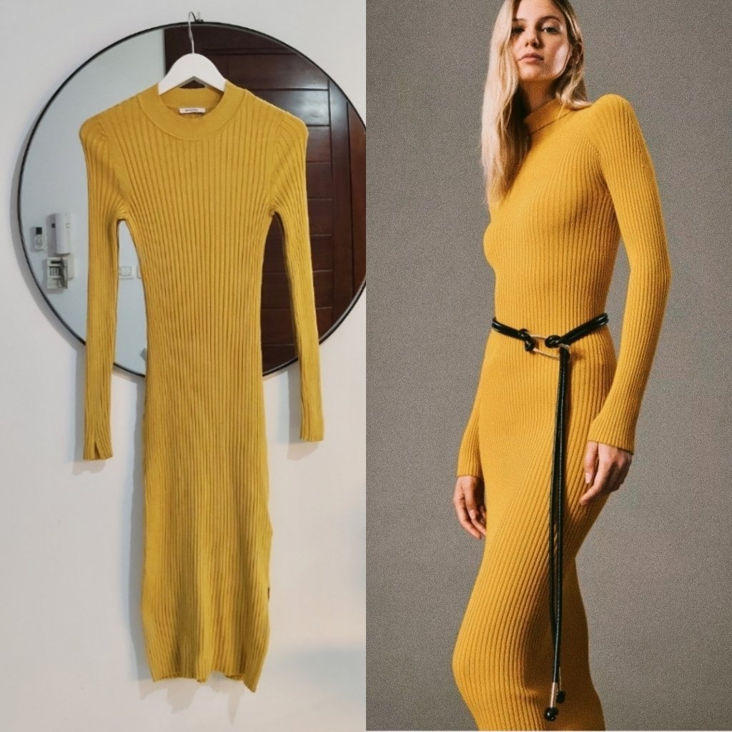 Robe longue en maille côtelée neuve 
