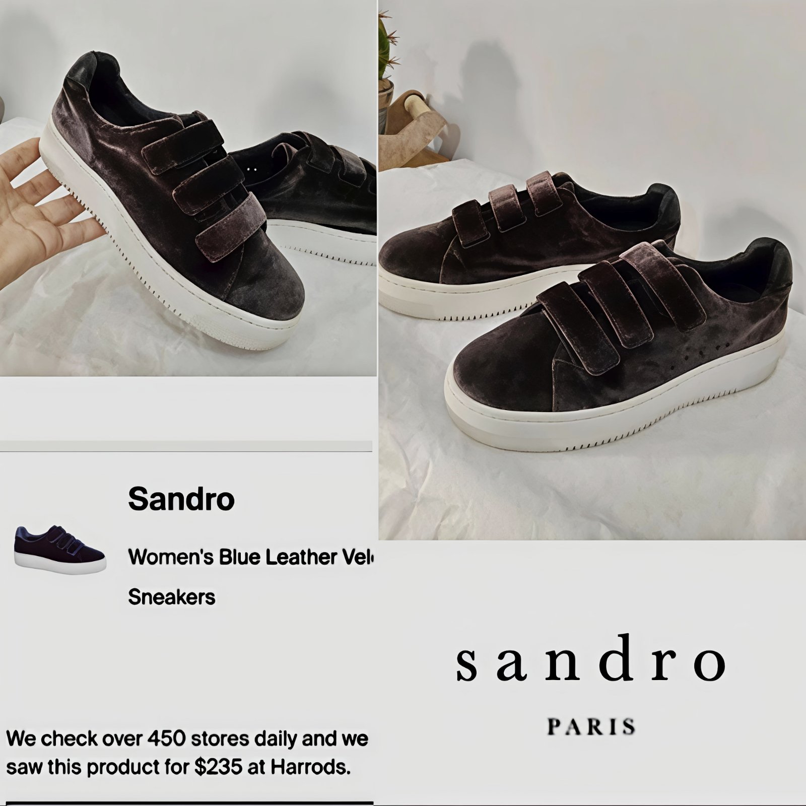 Sandro paris en cuir, velours marron