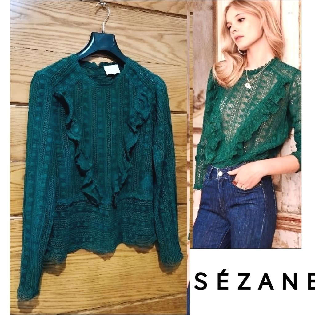 Sezane paris à broderie anglaise vert émeraude 