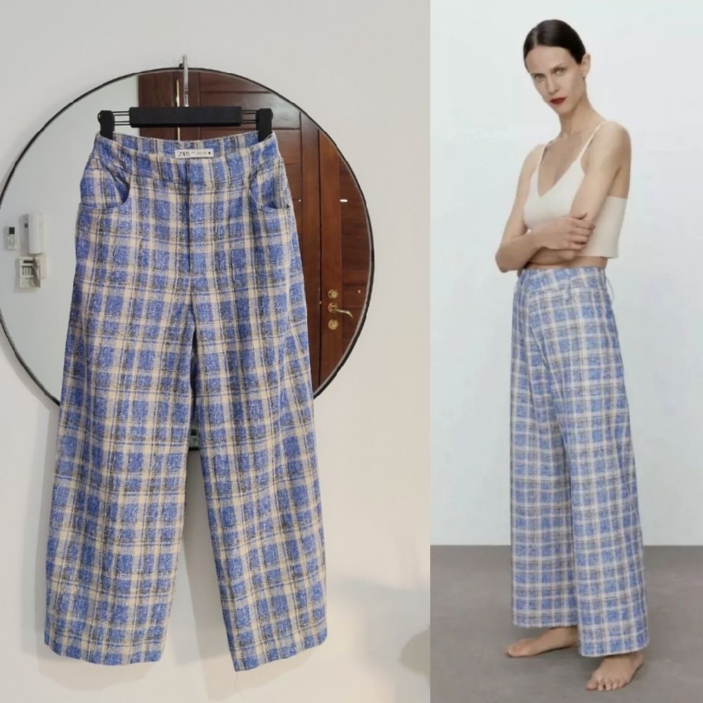Pantalon Zara tweed raccourcit Taille Haute 