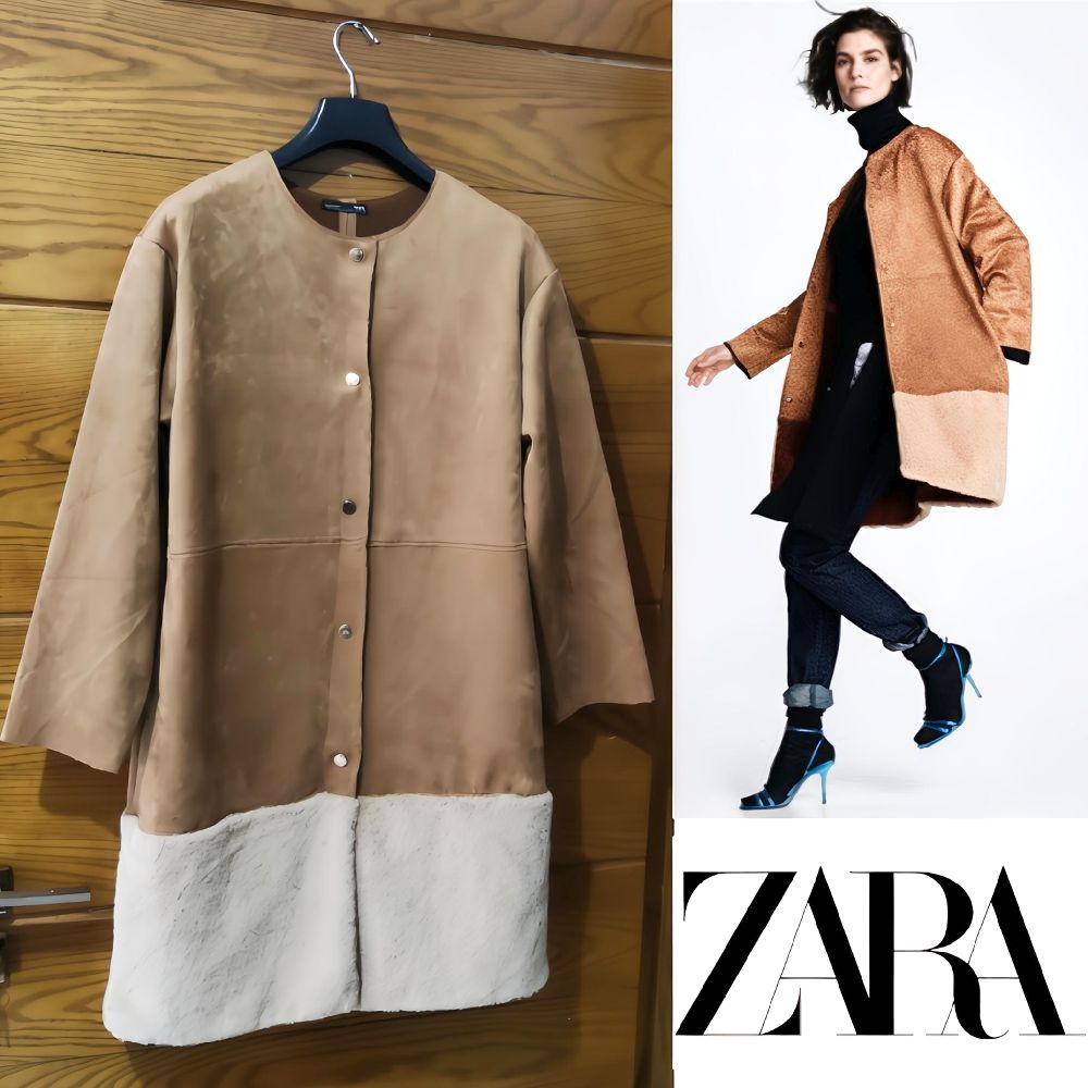 Manteau Zara en suédine marron Neuf 