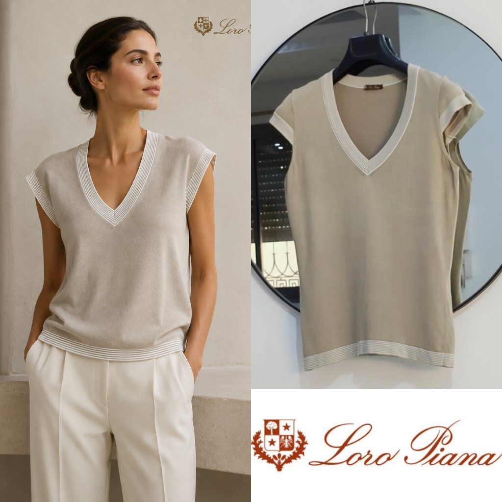 Loro Piana 50% soie beige/grège 