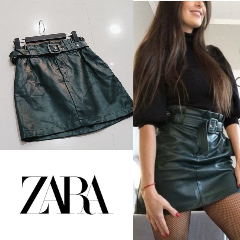 Zara Mini jupe simili cuir à ceinture neuf