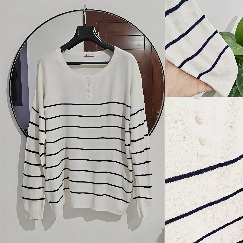 Pull à rayures en maille avec boutons neuf