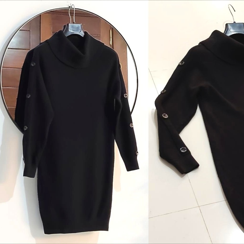 Robe Etam en maille avec manches à boutons 