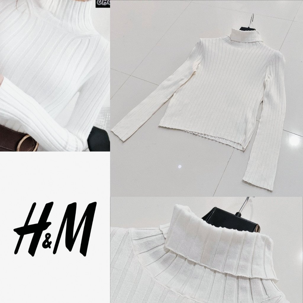 H&M basique blanc en maille côtelée 