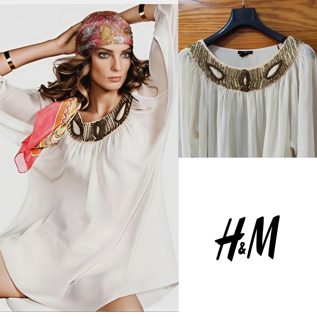 H&M tunique avec détails gold brodée 