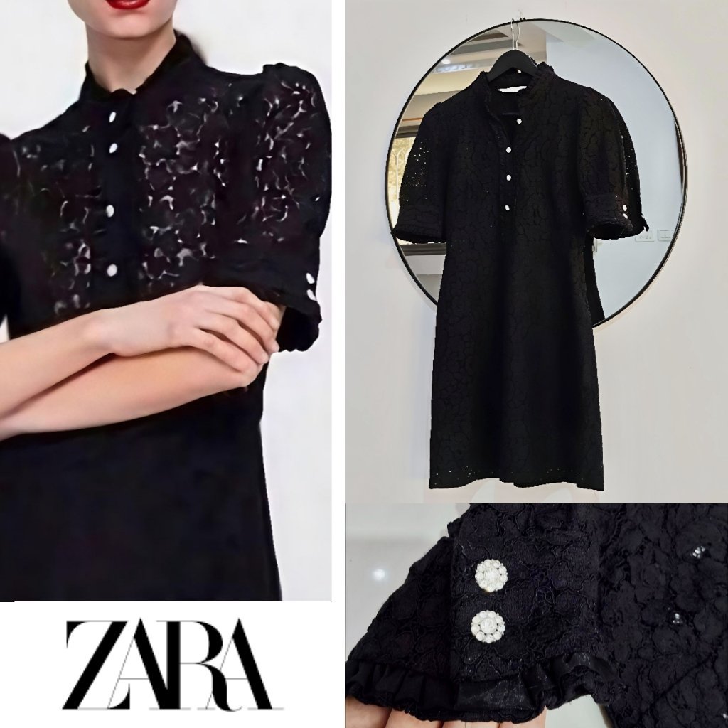 Zara Mini dentelle avec boutons bijoux 