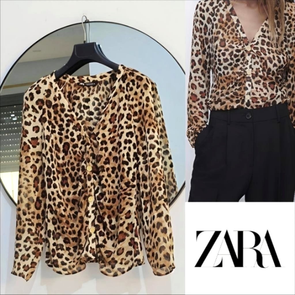 Zara léopard à boutons dorés chic 