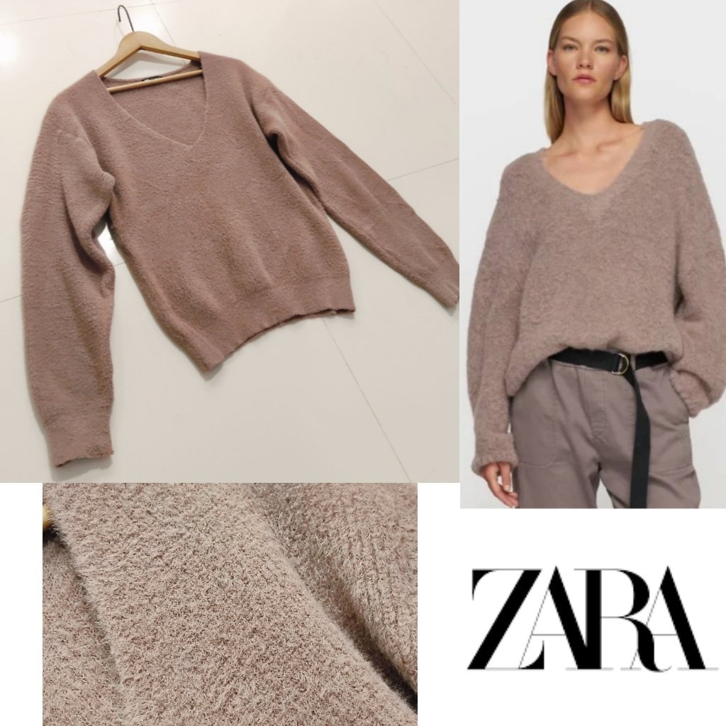 Pull Zara duveteux effet peluche soft 