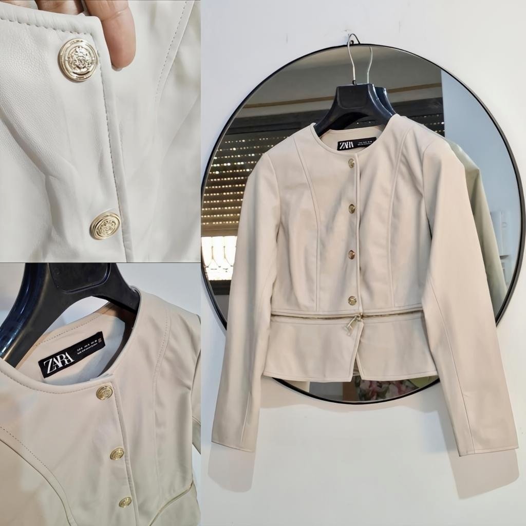Zara cuir cropped boutons dorés neuf