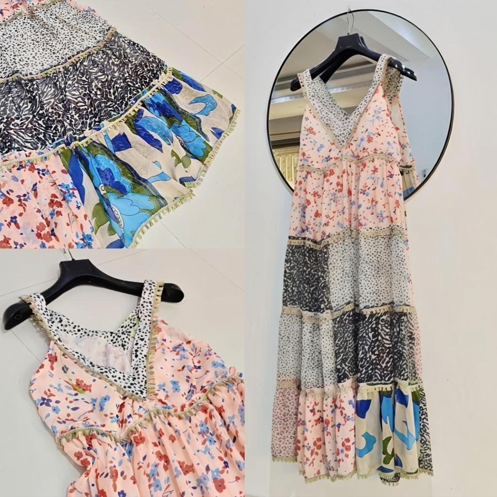 Robe Siya longue à pompons multucolore très stylée 