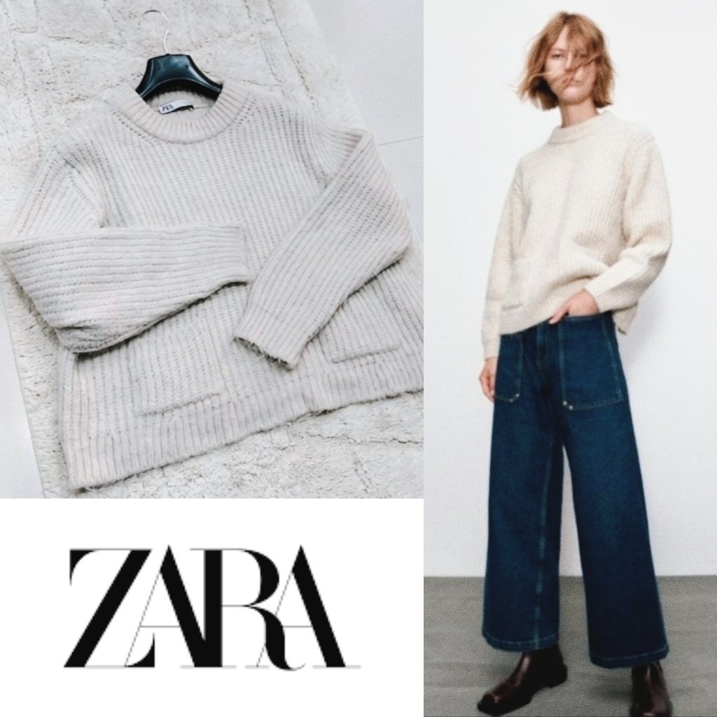 Pull Zara nude avec poches oversize Neuf 
