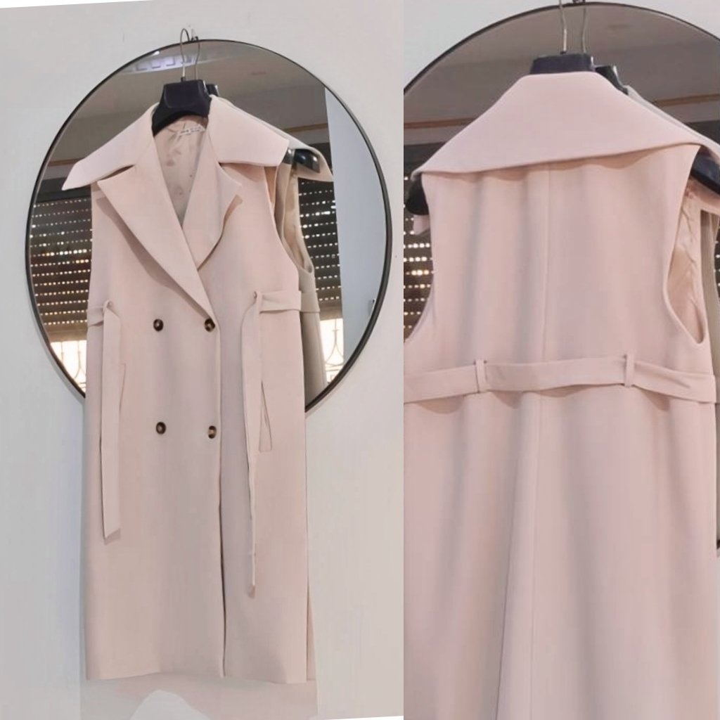 Robe blazer sans manches rose pâle 
