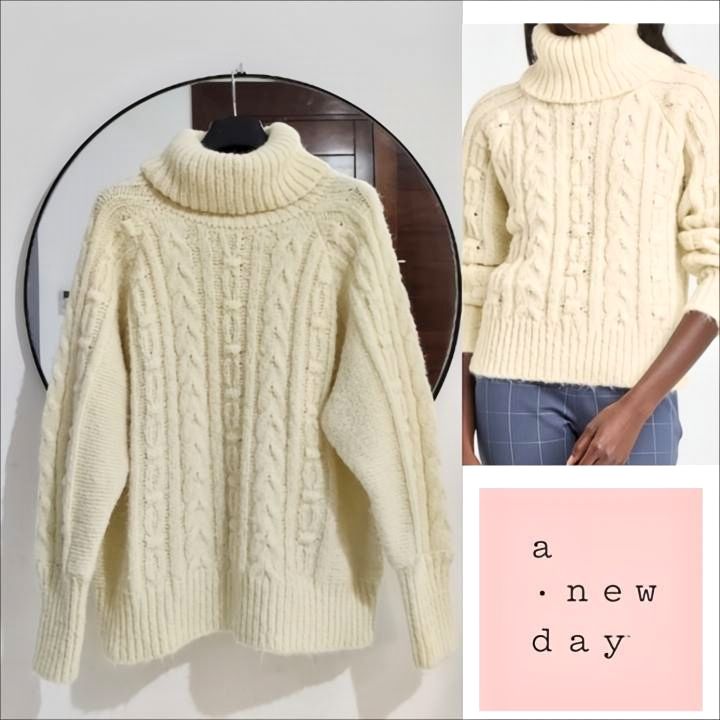 Gros pull beige torsadé neuf