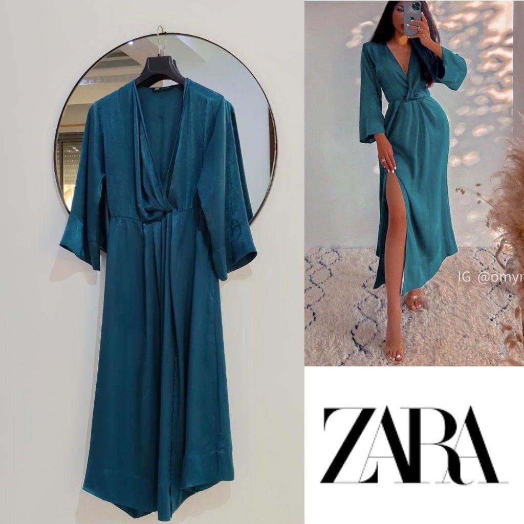 Zara bleu canard satinée chic 