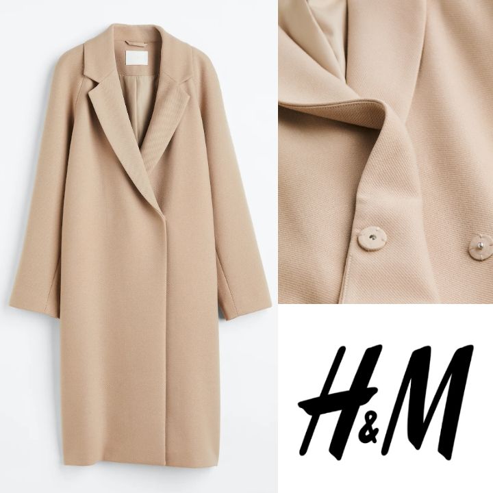 Manteau long H&M oversize à fermeture croisé 