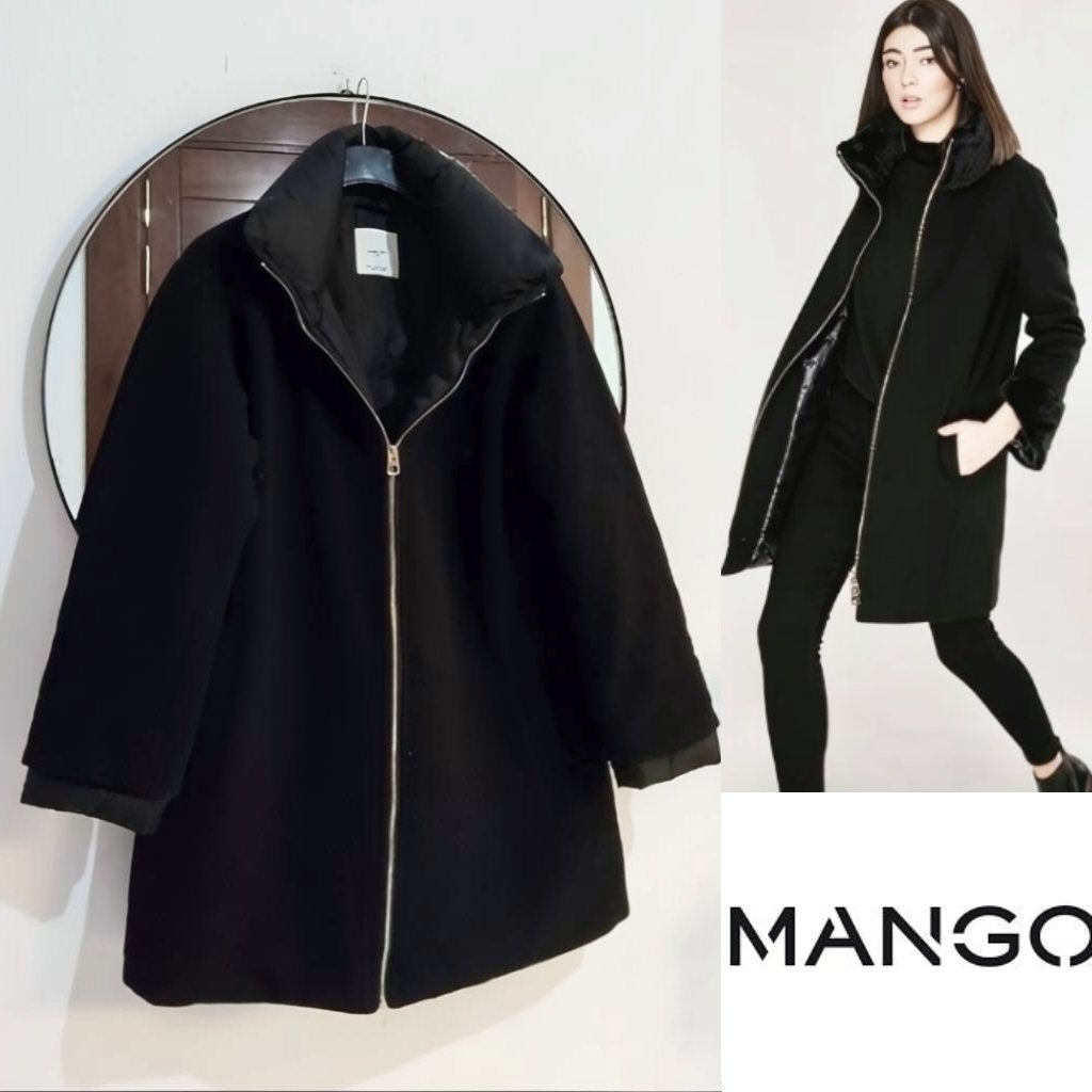 Manteau mango en laine unterieur matelassé