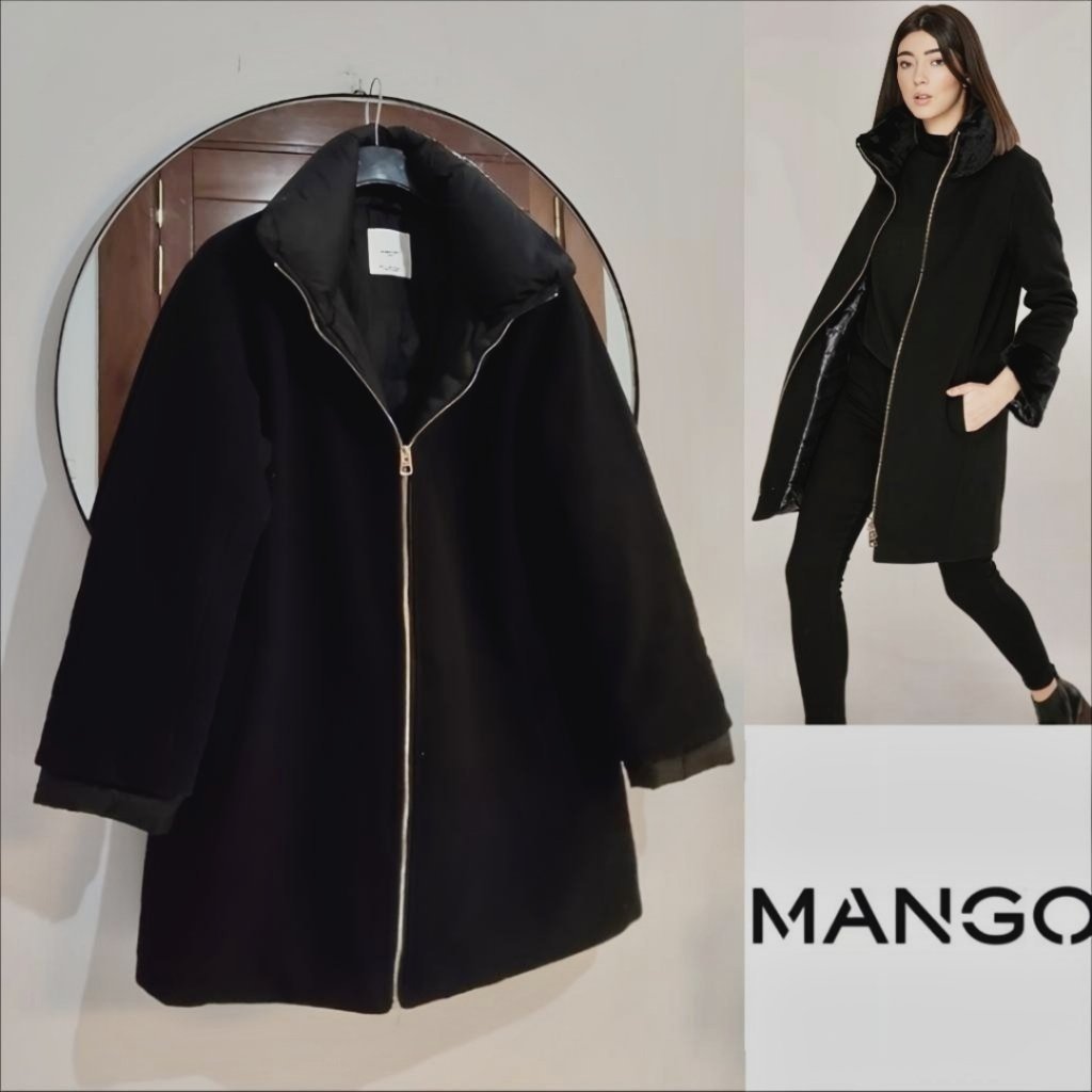 Manteau mango en laine unterieur matelassé
