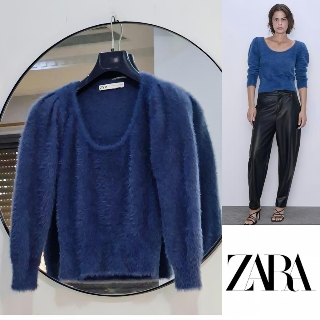 Zara effet peluche épaules bouffantes neuf