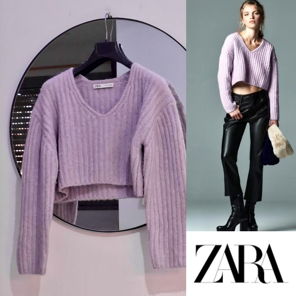 Zara lila avec laine cropped neuf
