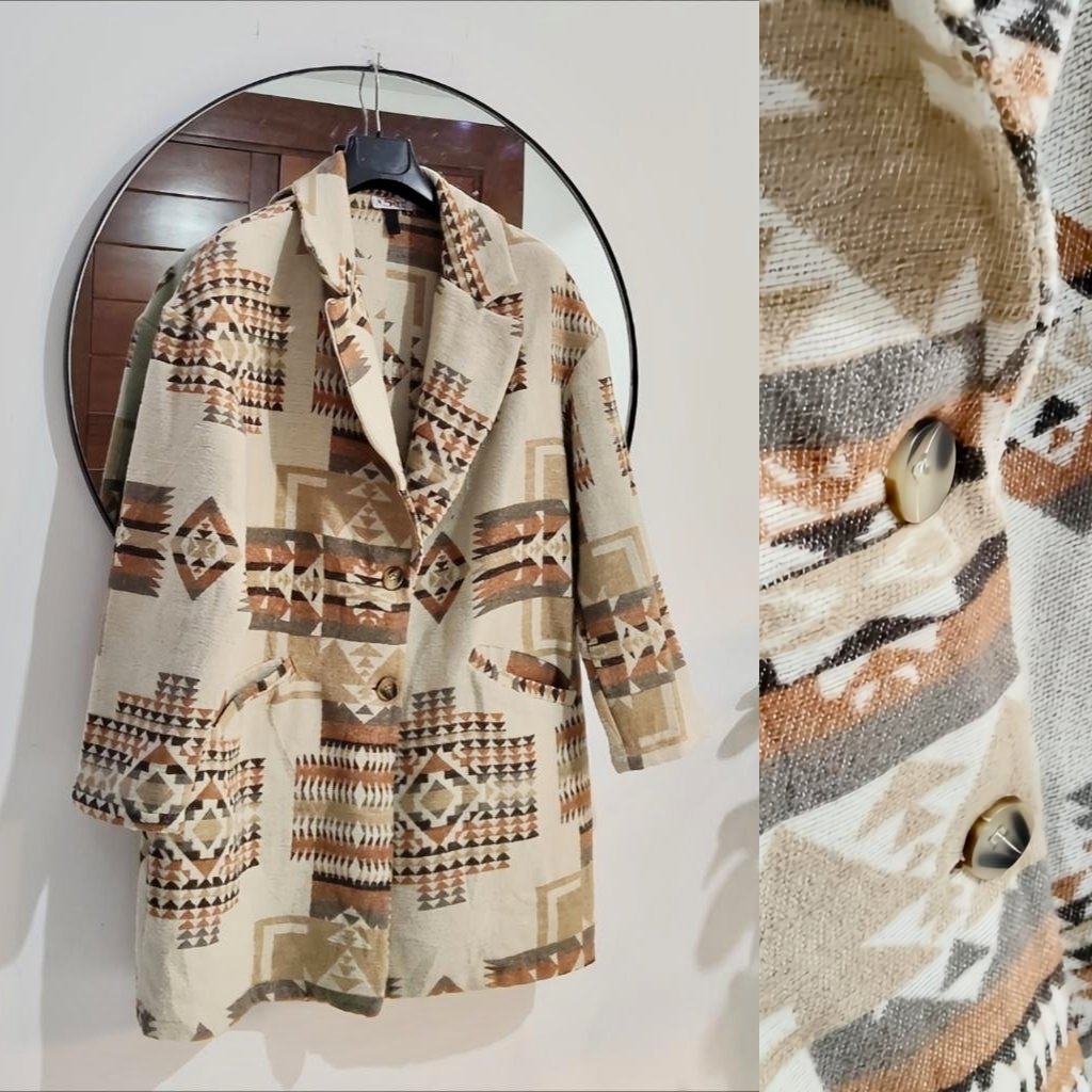 Veste manteau géométrique effet laine