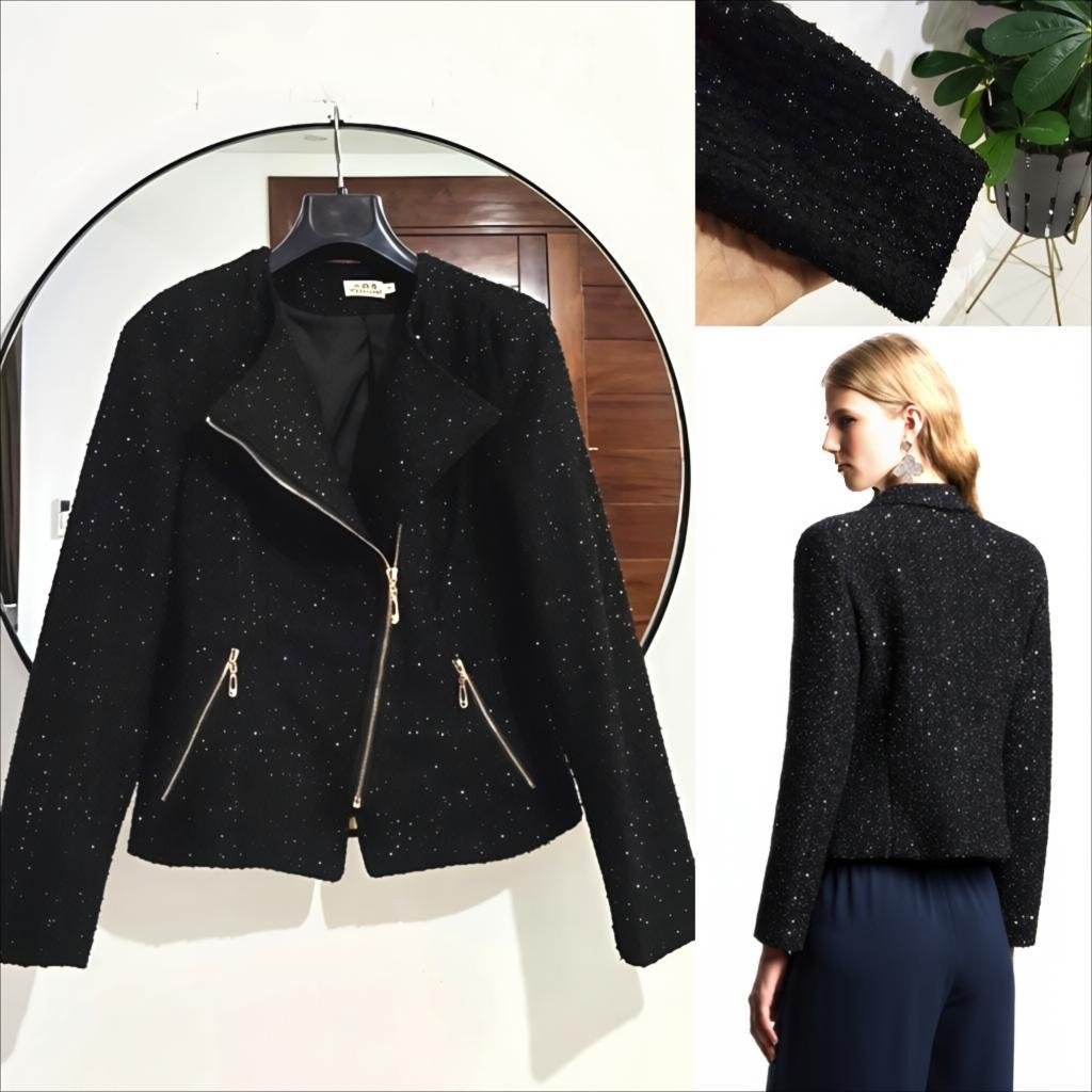 Veste tweed scintillante epaisse chic 
