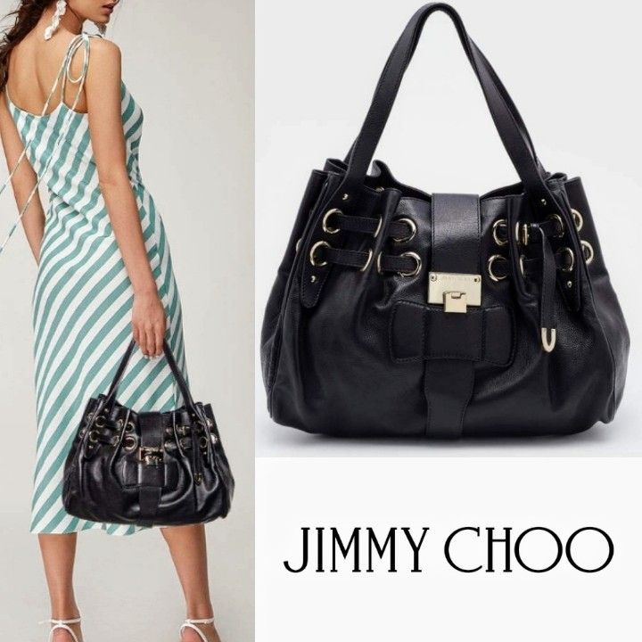 Grand sac à main Jimmy Choo authentique en cuir 