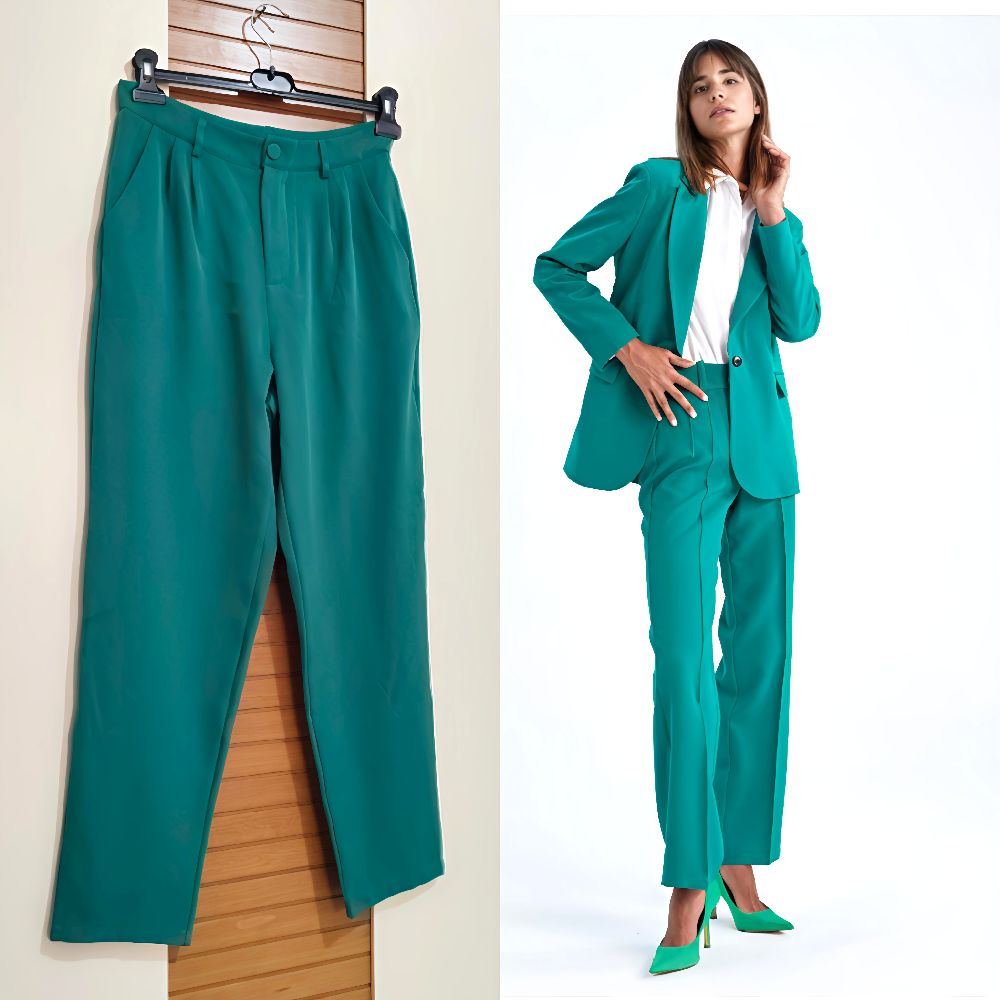 Pantalon turquoise Taille haute 