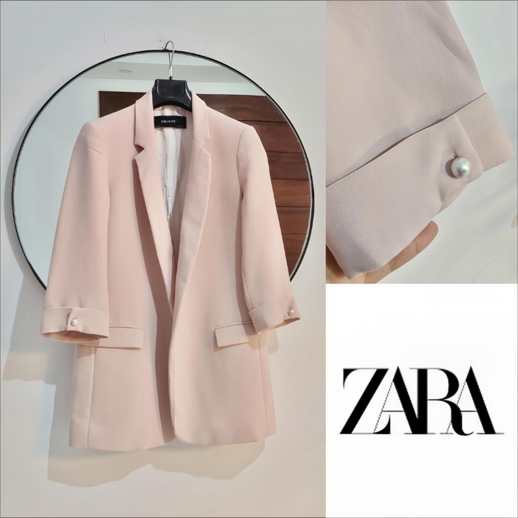 Blazer Zara pink avec manches retroussés 