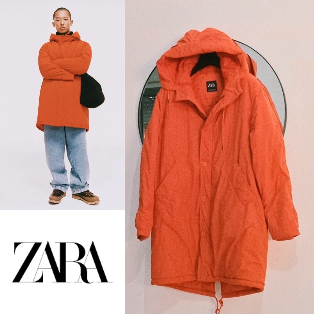 Zara unisexe parka orange matelassée neuf 