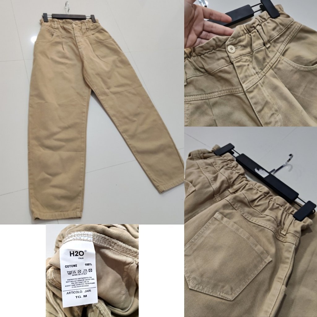 Jean beige /camel taille haute plissée neuf